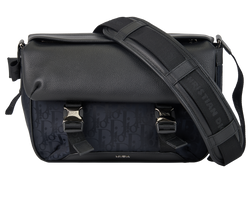 Homme Explorer Messenger, Nylon/Leather, Black/Navy, BO1203, DB, 3*